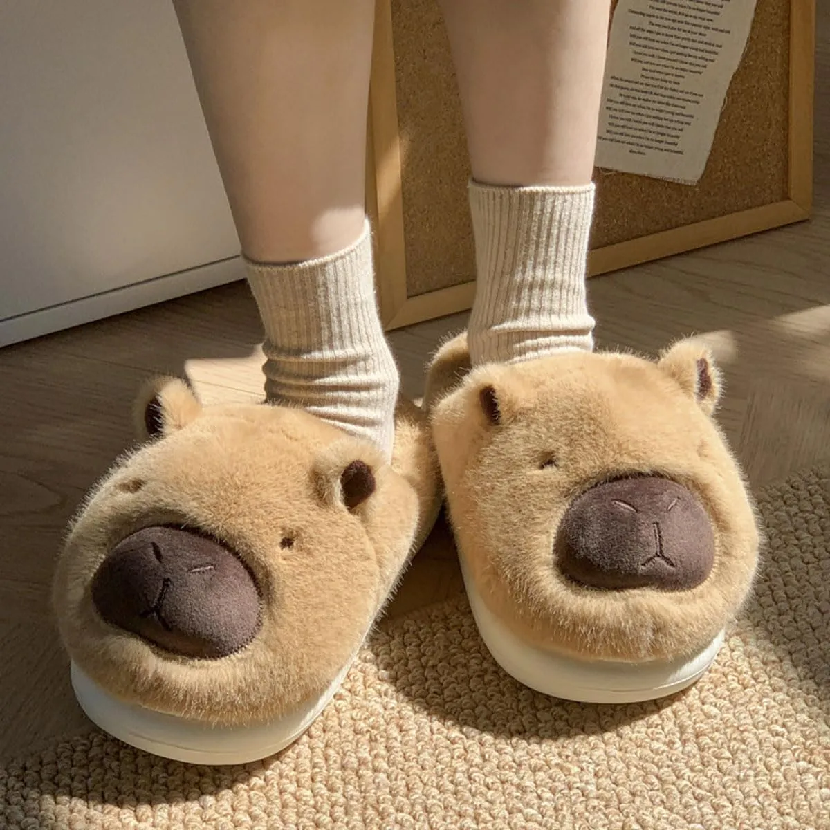 Womens Mens Animal Slippers Cute Cartoon Slippers Winter Warm Animal Couple Slippers Plush Fuzzy Cat Paw Slippers