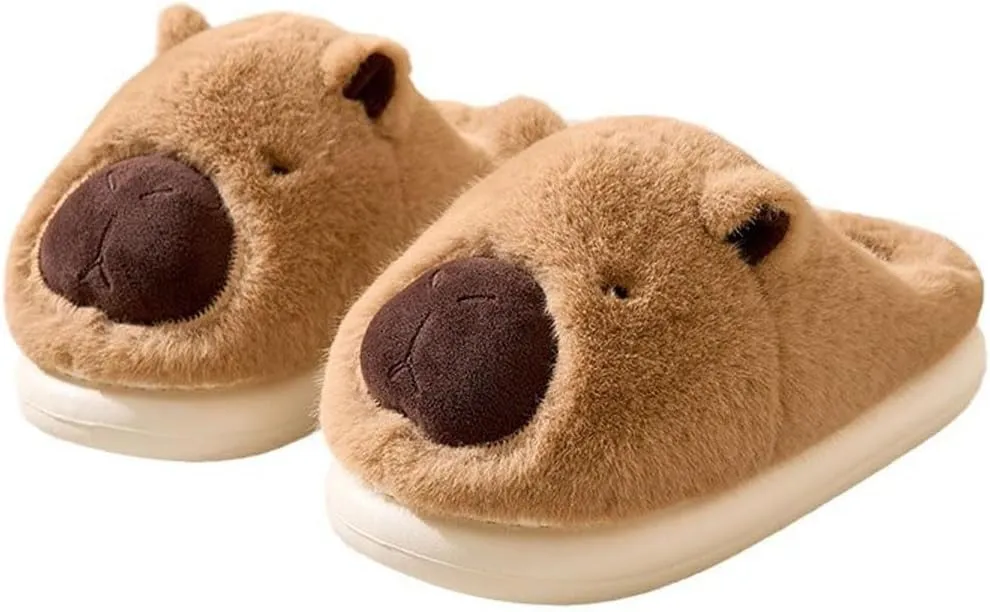 Womens Mens Animal Slippers Cute Cartoon Slippers Winter Warm Animal Couple Slippers Plush Fuzzy Cat Paw Slippers
