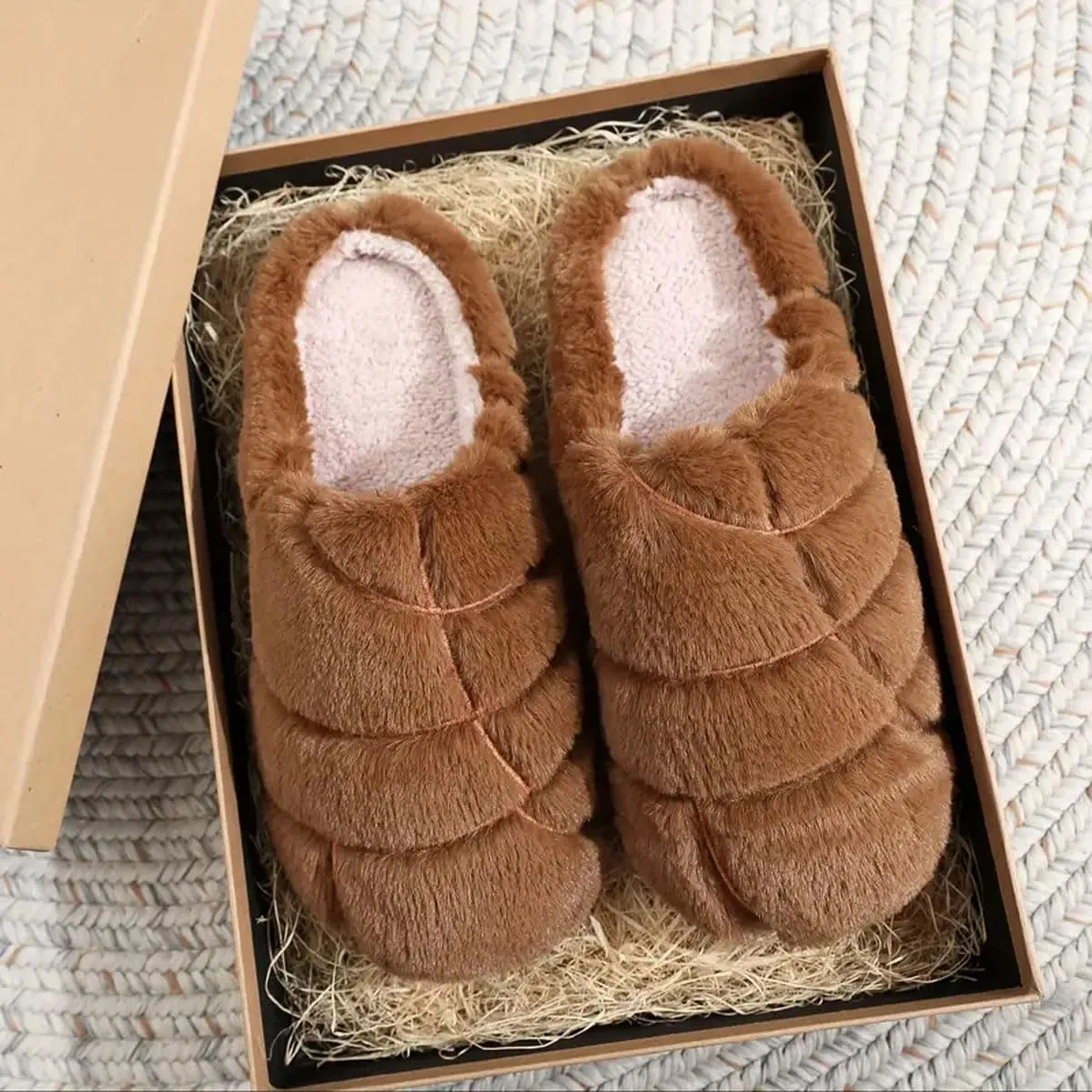 Womens Mens Animal Slippers Cute Cartoon Slippers Winter Warm Animal Couple Slippers Plush Fuzzy Cat Paw Slippers