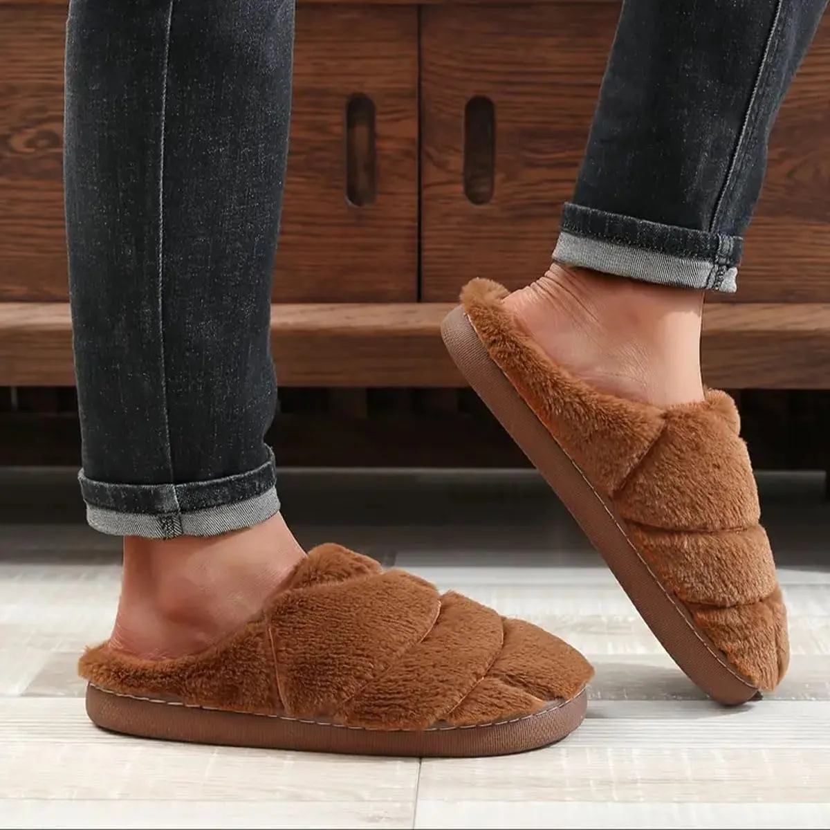 Womens Mens Animal Slippers Cute Cartoon Slippers Winter Warm Animal Couple Slippers Plush Fuzzy Cat Paw Slippers