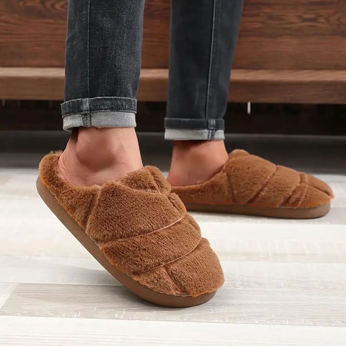 Womens Mens Animal Slippers Cute Cartoon Slippers Winter Warm Animal Couple Slippers Plush Fuzzy Cat Paw Slippers