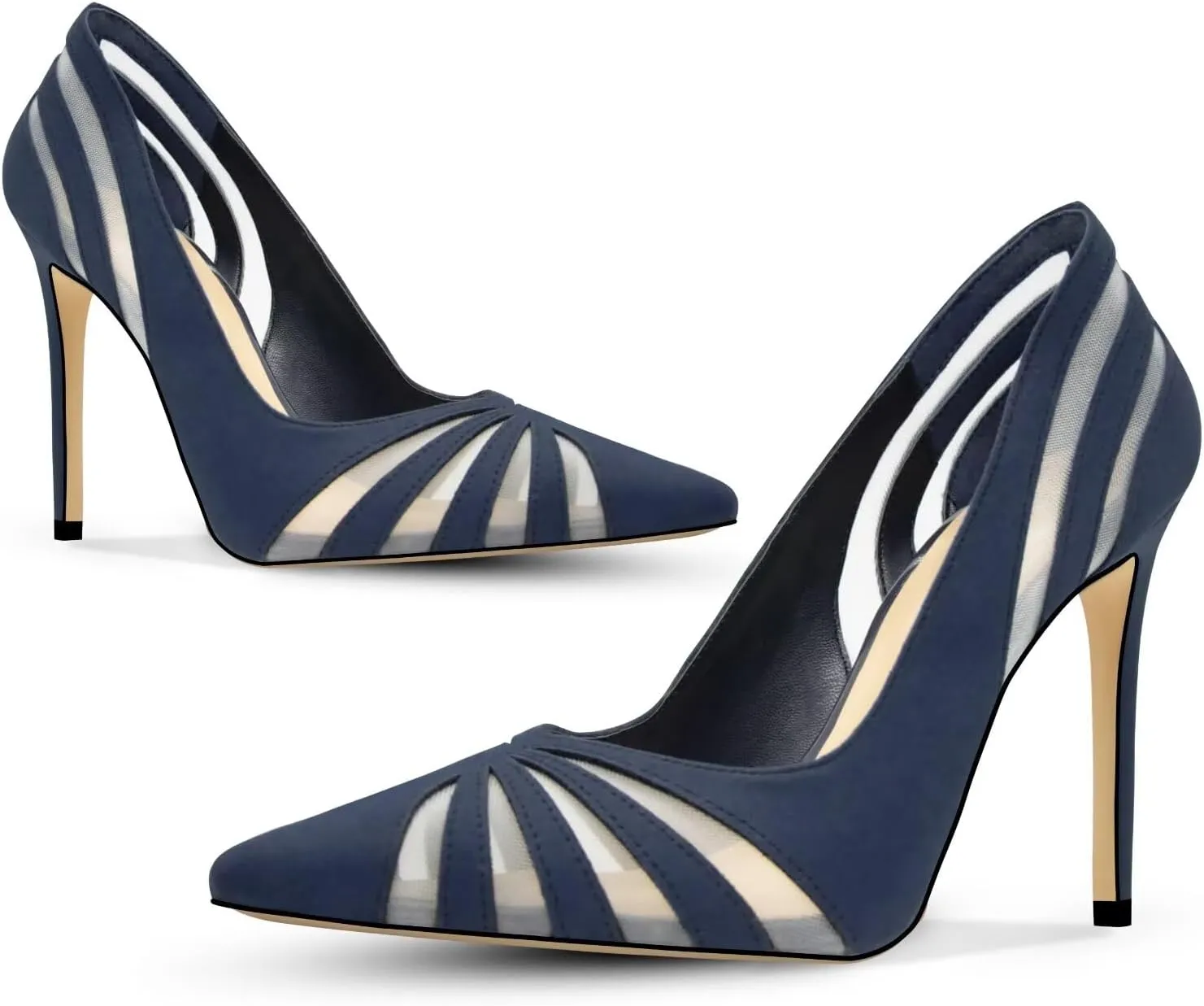 Women's Mesh Pumps Pointed Toe High Heels Closed Toe Comfortable Dress Office Work Shoes for Women