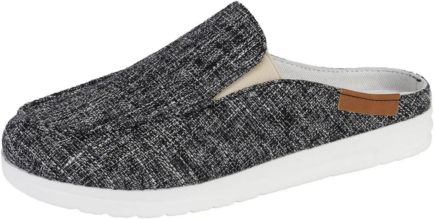 Womens Orthopedic Sandals for Nurses Lightweight Wide Width Sneakers Round Toe Flats Comfort Wear Shoes Casual Walking Shoes Open Back Loafers Canvas Slippers Non Slip Work Mule Flats Long Standing
