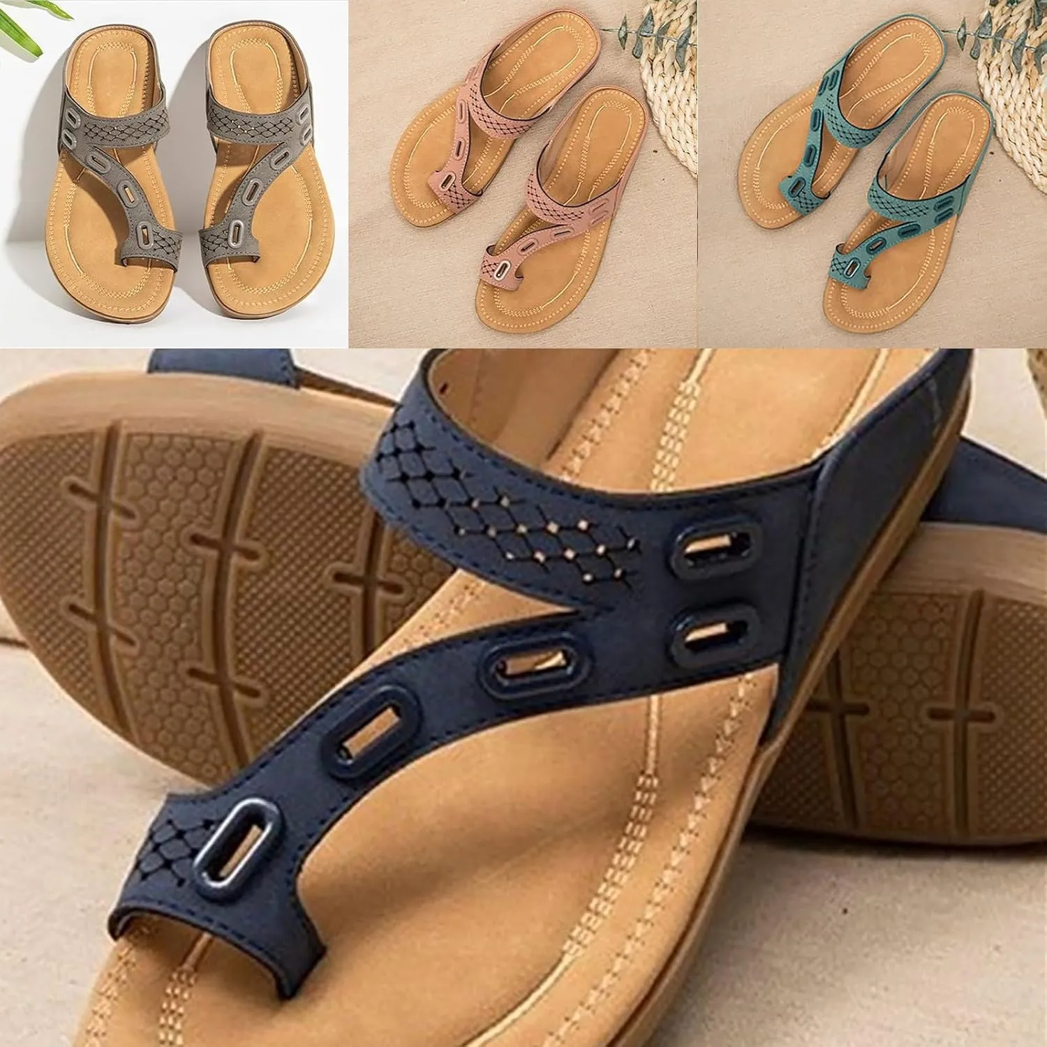 Womens Orthopedic Sandals with Arch Support Walking Shoes Comfortable Plantar Fasciitis Relief Adjustable Straps Lightweight Summer Beach Casual Outdoor Slides