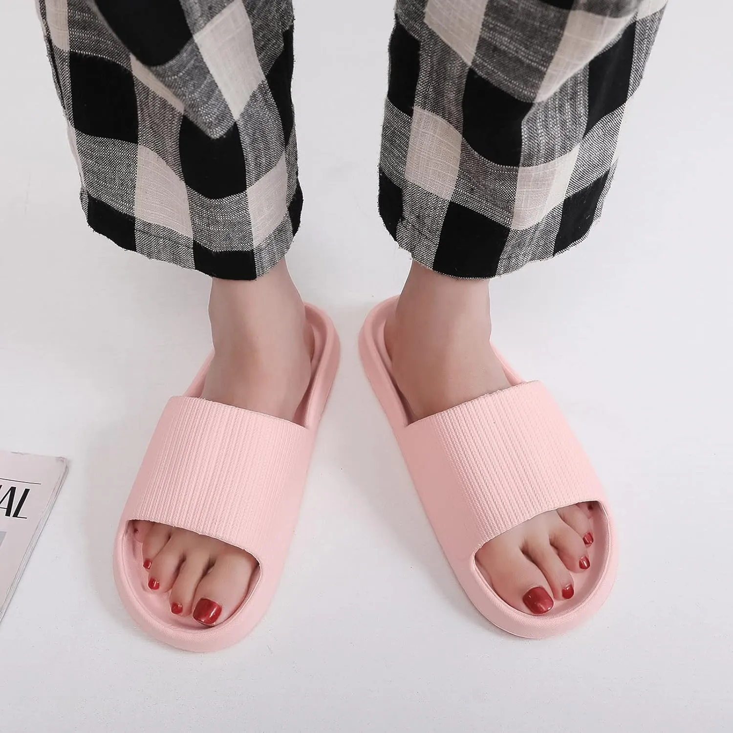 Women's Pillow Slippers Shower Shoes for College Dorm Room Vacation Sandals Summer Slides Sandals for Women