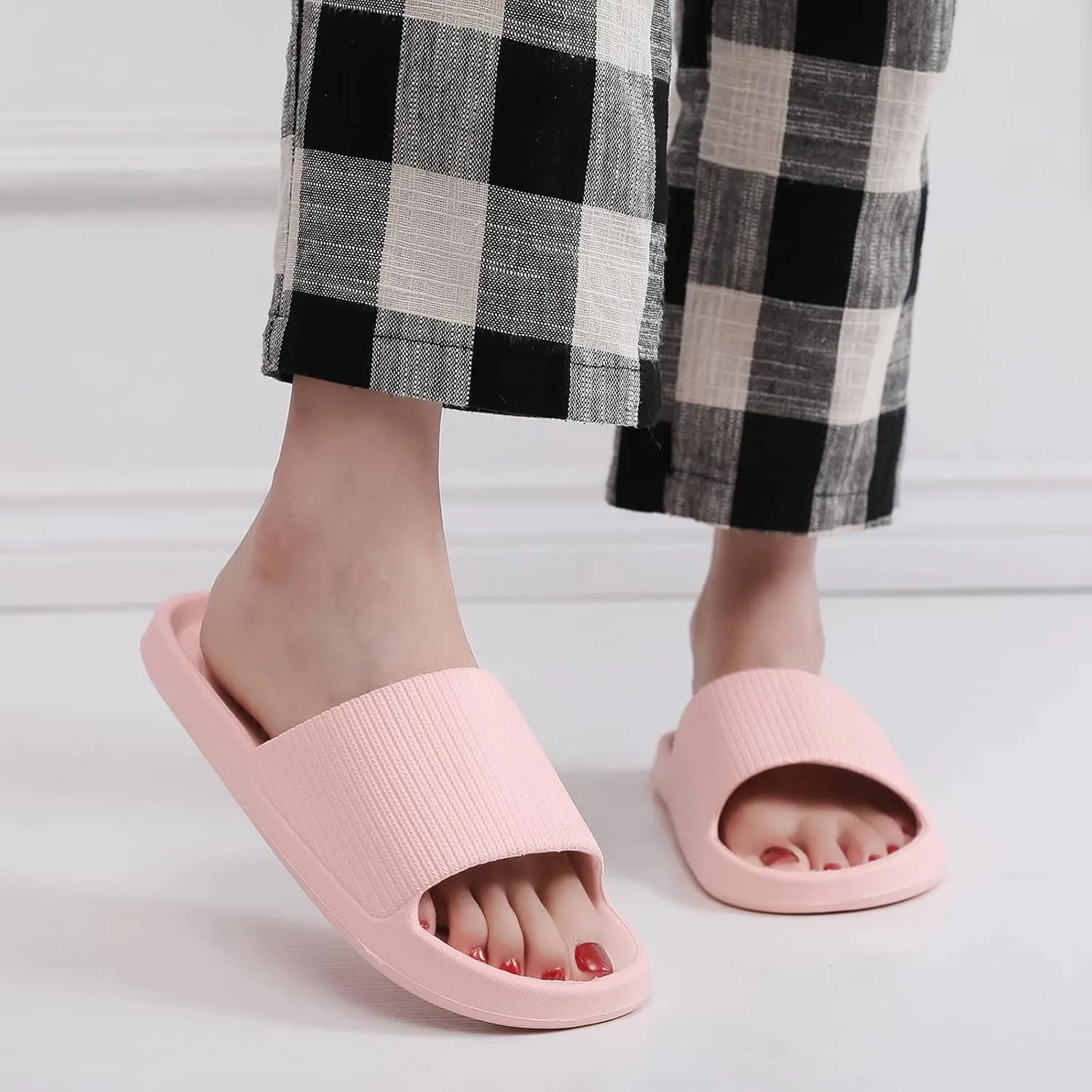 Women's Pillow Slippers Shower Shoes for College Dorm Room Vacation Sandals Summer Slides Sandals for Women