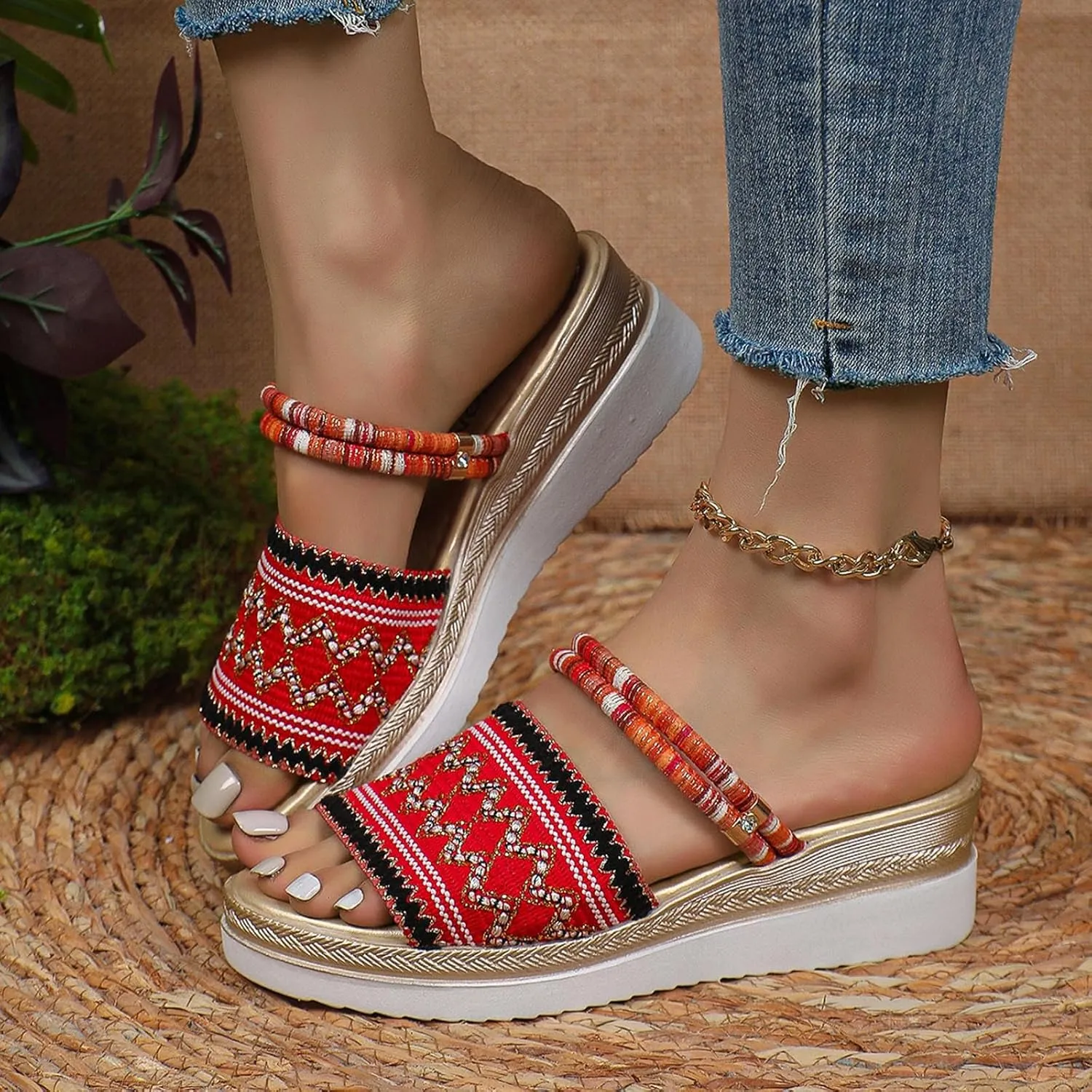 Women's Thick Bottom Sandals Summer Outdoor Camping Walking Beach Sandal Orthopedic Sandals with Arch Support