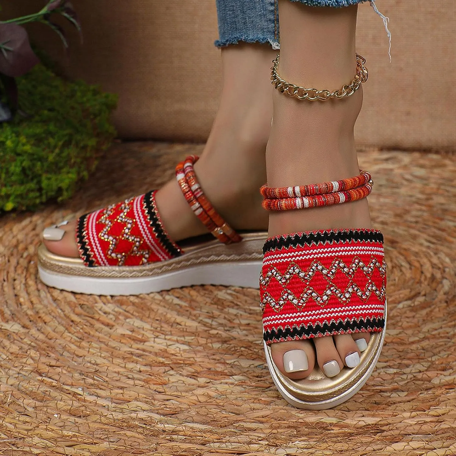 Women's Thick Bottom Sandals Summer Outdoor Camping Walking Beach Sandal Orthopedic Sandals with Arch Support