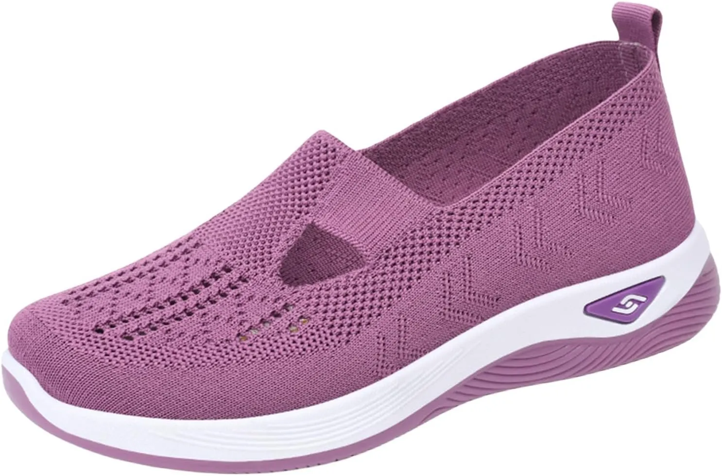 Womens Walking Shoes Woven Orthopedic Breathable Soft Shoe Comfortable Arch Support Sneakers Air Cushion Athletic Shoes Hands Free Slip in Sneaker Mesh Running Trainers Anti-Skid Sports Sneakers