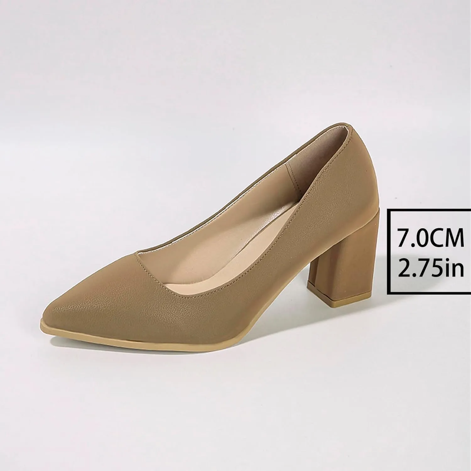 Womens Work Heels Nude Block Heel Loafers Close Toed Chunky Pumps Dress Shoes Suede Office Shoes Slip On Loafer