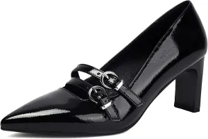 XIEDA Women's Pointed Toe Block Heels High Heel Pumps Office Work Heels Dress Shoes