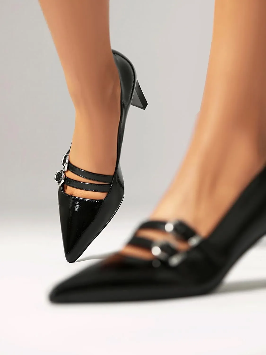XIEDA Women's Pointed Toe Block Heels High Heel Pumps Office Work Heels Dress Shoes