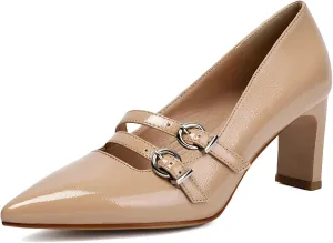 XIEDA Women's Pointed Toe Block Heels High Heel Pumps Office Work Heels Dress Shoes