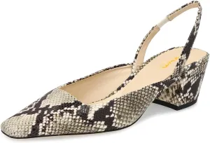 XYD Women Chunky Block Low Heels Slingback Pumps Square Closed Toe Slip On Sandal Party Dress Office Shoes
