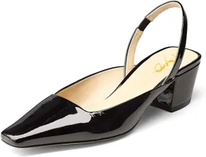XYD Women Chunky Block Low Heels Slingback Pumps Square Closed Toe Slip On Sandal Party Dress Office Shoes