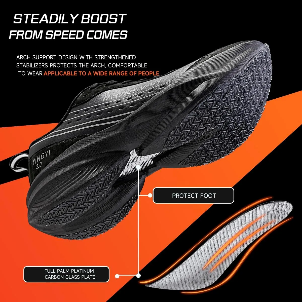 Yingyi 2.0 Full Palm Carbon Plate Cushioning Marathon Running Shoes Women Super Light Anti-Slip Ultra-Light Rebound Athletic Men Sneakers